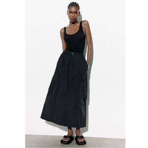 Zara nylon cargo skirt